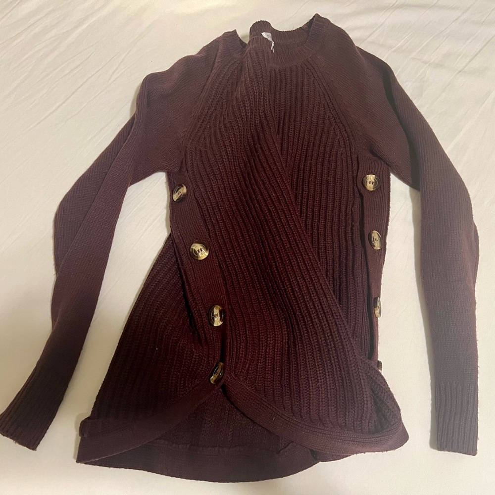 Burgundy Side Button Sweater